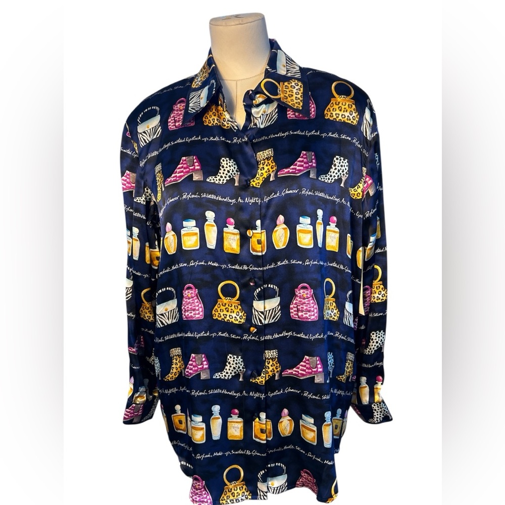 Vintage silk perfume heels novelty blouse